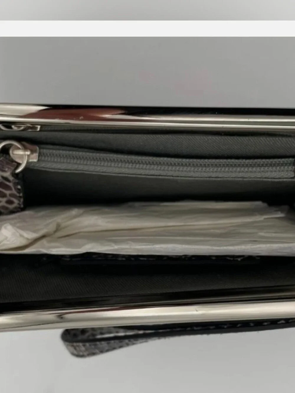 Black Brown SNAKE PRINT LEATHER. WRISTLET WALLET